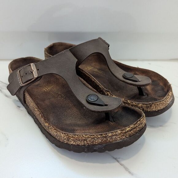 Birkenstock Gizeh Brown Oiled Leather Between Toe Thong Sandals Slides EU 36 - Picture 1 of 12